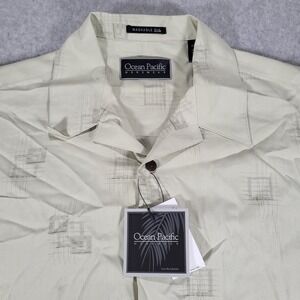 Ocean Pacific‎ Washable Silk Short Sleeve Shirt Mens Large Summer Sage
